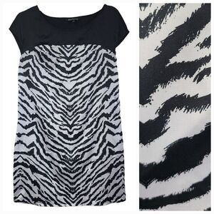 Express Zebra Stripe Women's XS Silky Soft Satin Lined Mini Shift Party Dress